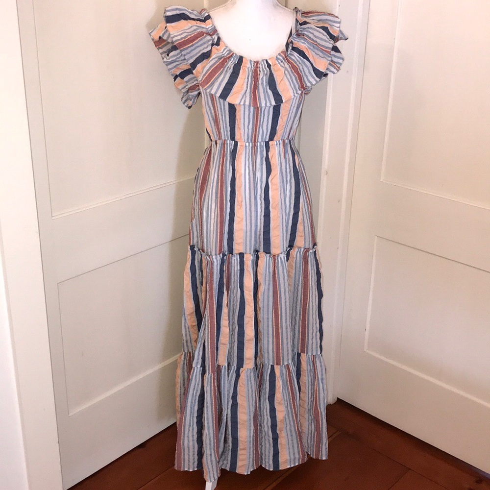 Ulla Johnson Seersucker Ruffle Maxi Dress - Picture 7 of 7